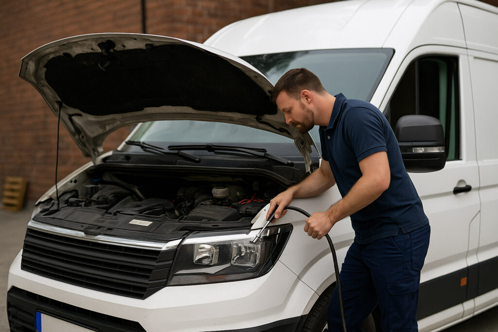 Inspektion av startmotor i tjänstebil – viktigt steg för att säkerställa driftsäkerhet och undvika stillestånd i arbetet